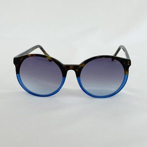 Elie Tahari Brown Tortoise & Blue Round Sunglasses NWOT MSRP $175